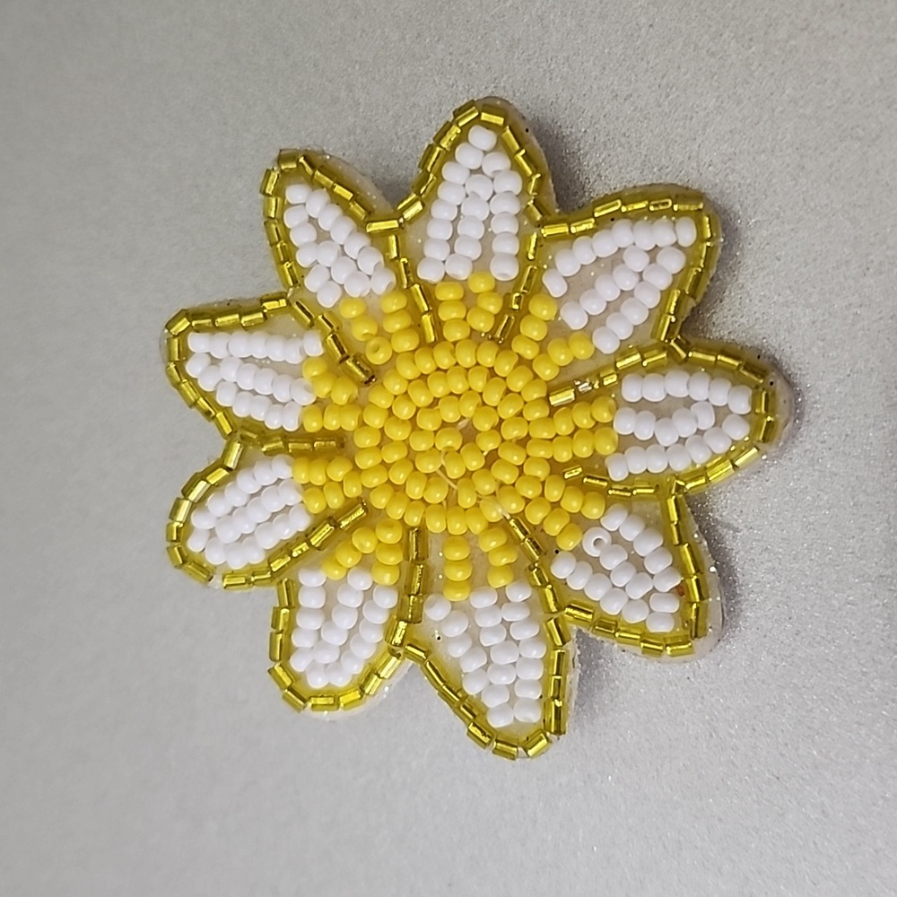 BEADED SUNFLOWER Boho  Embellished Brooch Pin